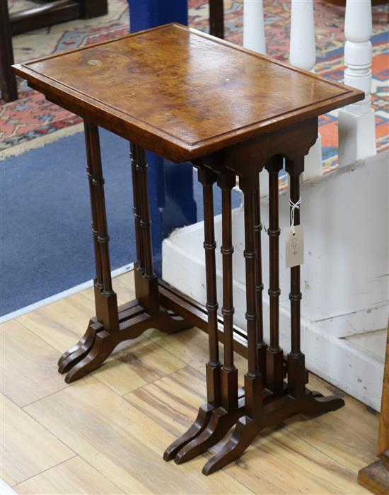 A burr walnut nest of tables W.50.5cm